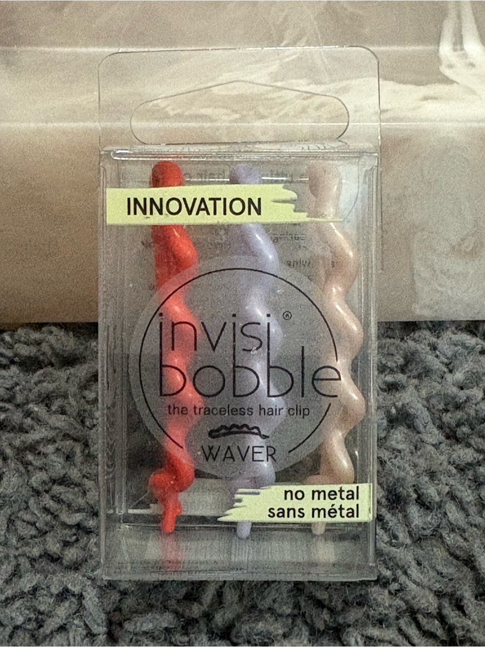 Waver Traceless Invisibobble Hair Clips - Red, Lavender, Beige